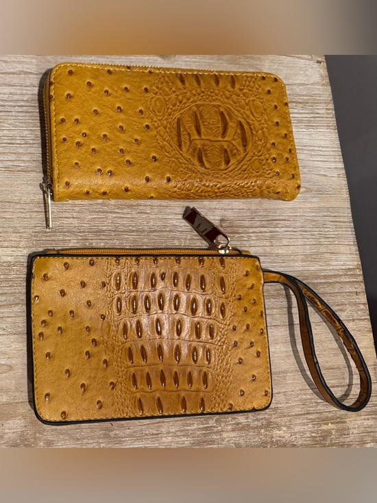 Handbags - Bundle of 2-Faux Leather Zip around wallet and Wristlet Pouch